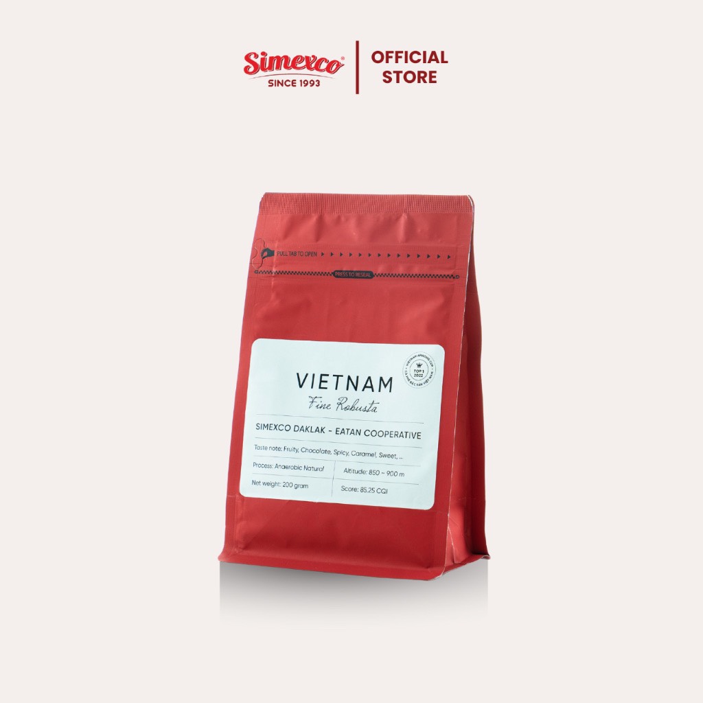 Cà phê đặc sản Fine Robusta - Simexco (rang mộc, túi zip 200g)
