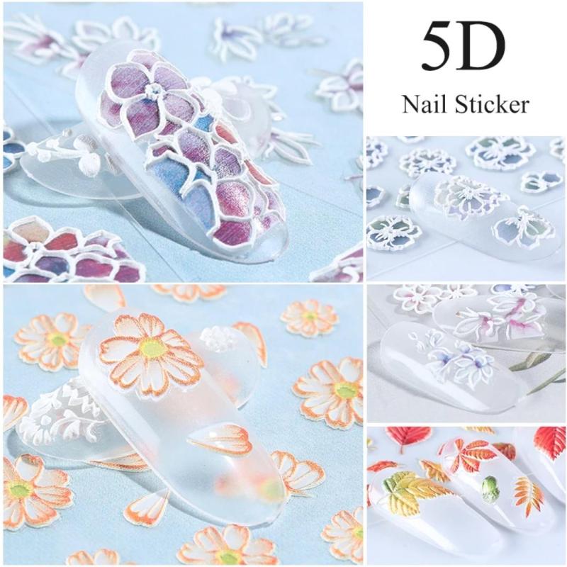 Bông nổi 5D nail sticker dán trang trí móng dập nổi công nghệ mới hoa to rõ nét FDT11-FDT20
