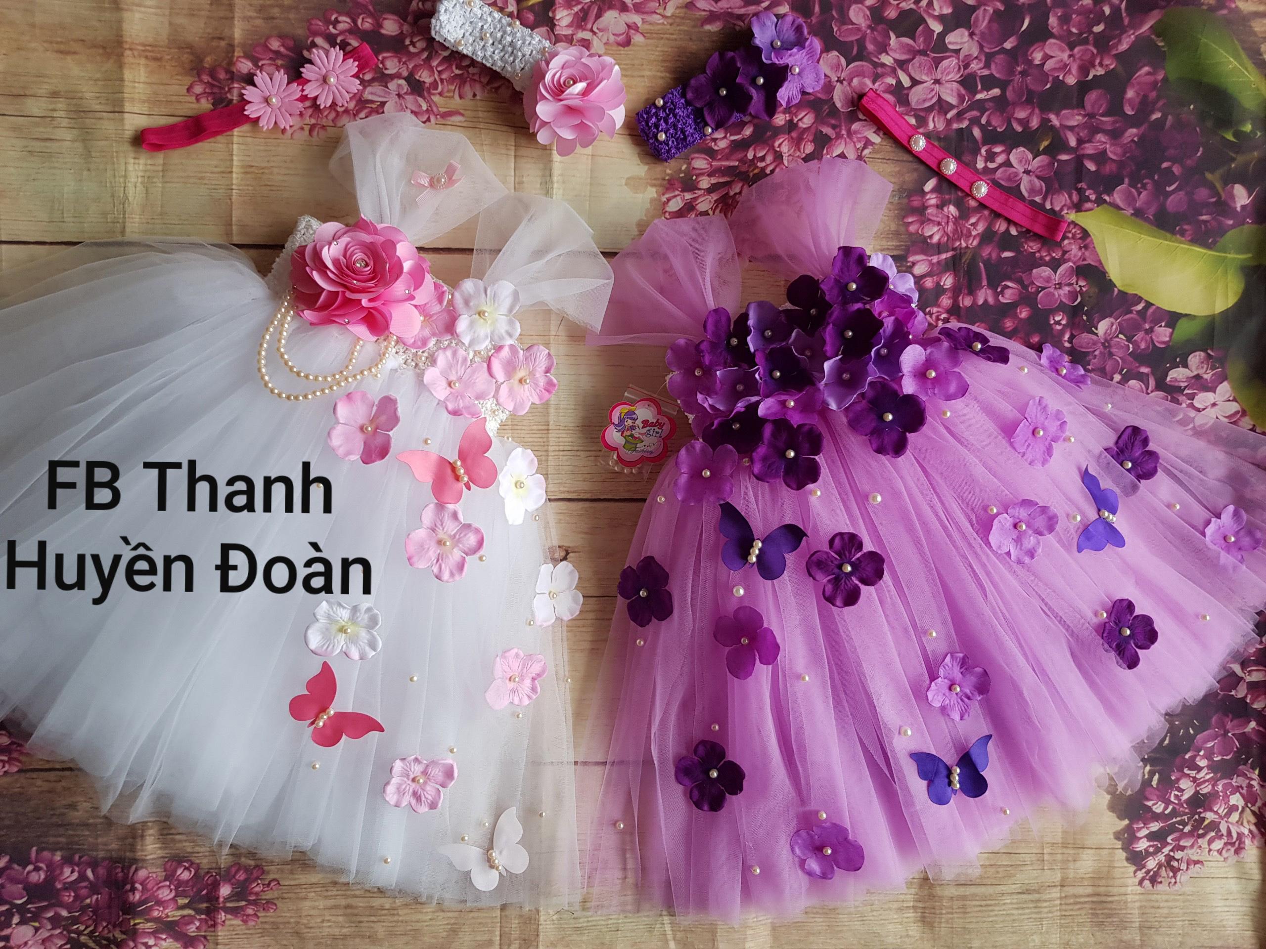 Váy Tutu công chúa Màu Tím nhạt cẩm tú cầu