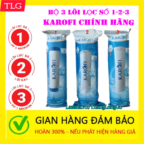 COMBO 3 LÕI LỌC NƯỚC KAROFI SỐ 1-2-3 NEW 2020