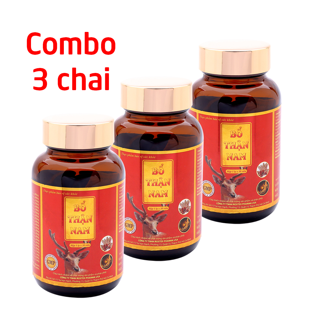 Combo 3 hộp Viên uống tăng cường sinh lý nam Bổ Thận Nam bổ thận tráng dương, mạnh gân cốt - Hộp 30 viên thành phần thảo dược