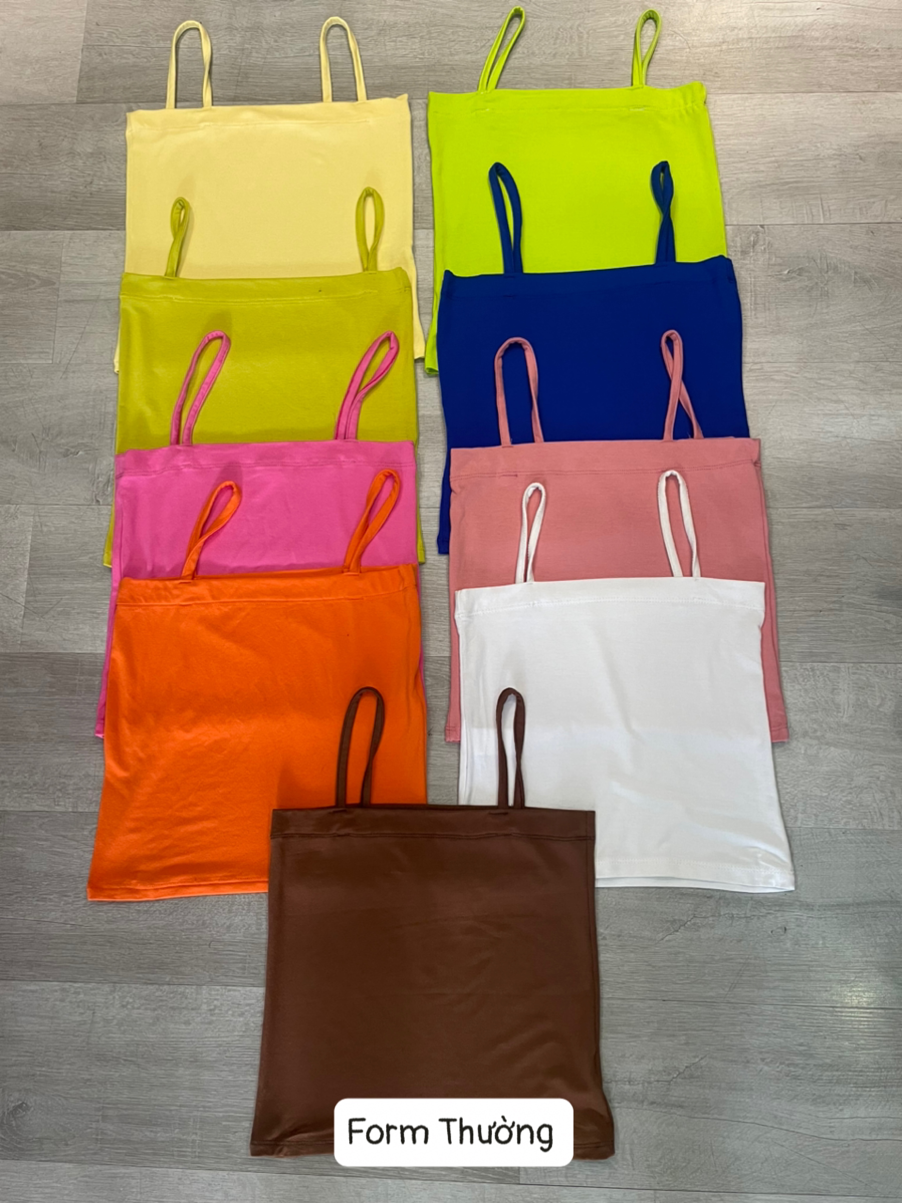 Áo 2 dây thun Thái phom croptop hoặc dài RAINBOW (FREESIZE)