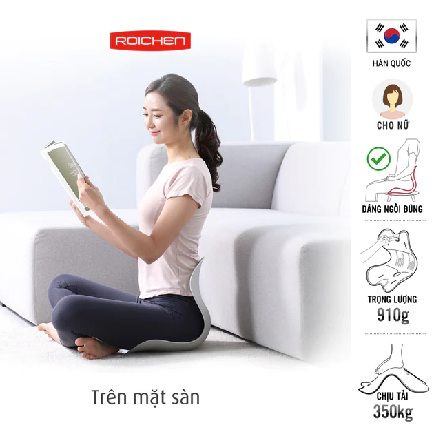 Ghế chỉnh dáng ngồi đúng Roichen - Hàn Quốc _Made in Korea.  Sản phẩm dùng cho Nam, Nữ, Trẻ em. Nhiều màu, nhiều phương án lựa chọn