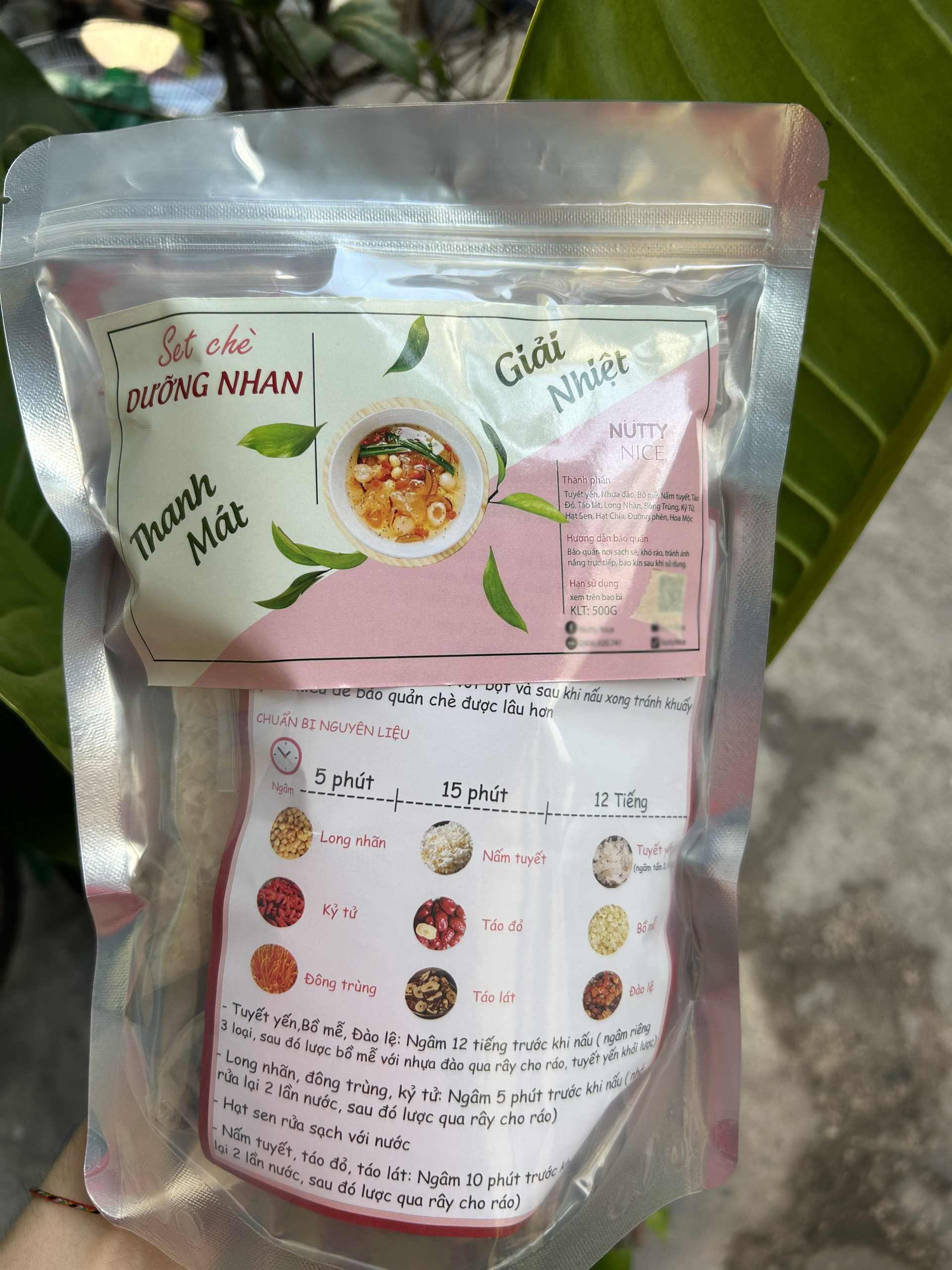 (Tặng sâm lục vị) Combo 3 Set chè dưỡng nhan mỗi set 500g Nutty Nice