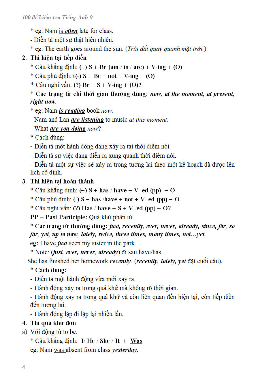 100 ĐỀ KIỂM TRA TIẾNG ANH 9