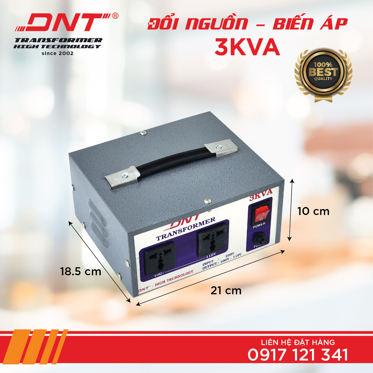 Biến áp DNT 3KVA -220v ra 100v 110V