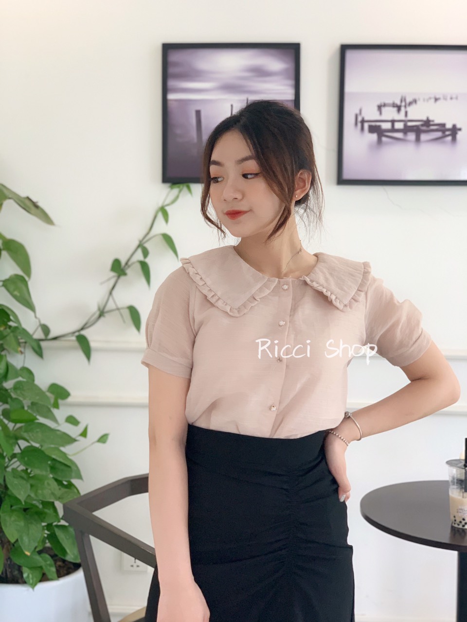 Áo sơ mi cổ viền bèo A200 RICCISHOP