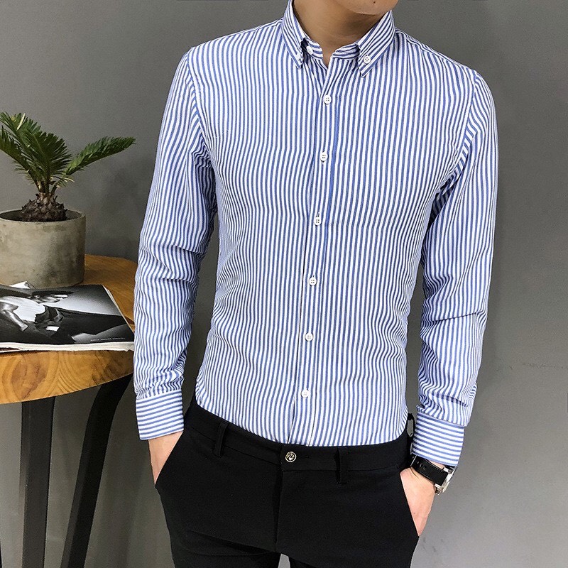 [HÀNG VNXK] Áo sơ mi kẻ sọc nam, lịch lãm, thời trang, vải xuất mát mịn không nhăn không bai xù