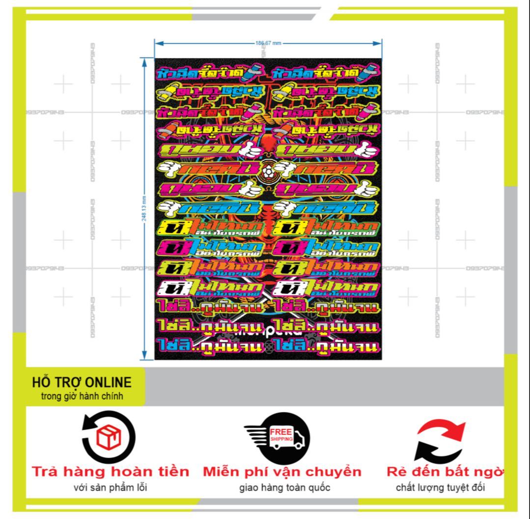 LOGO STICKER CHỮ THÁI 006  { PHỤNG DECAL }