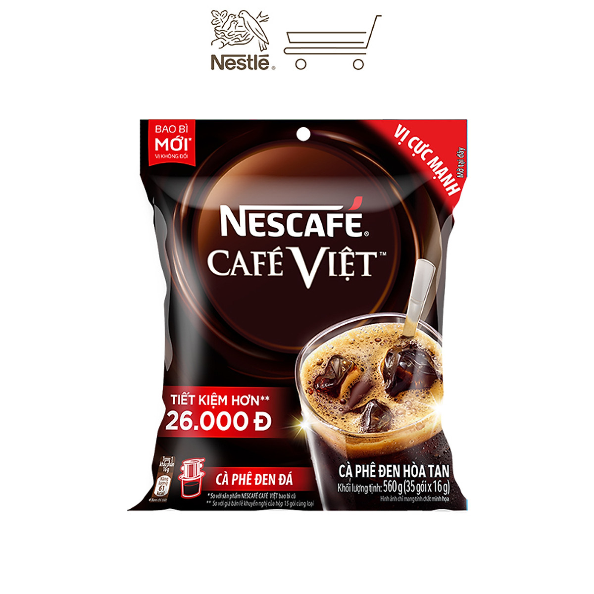 NESCAFÉ CAFÉ VIỆT CÀ PHÊ ĐEN ĐÁ (35 gói x 16g)
