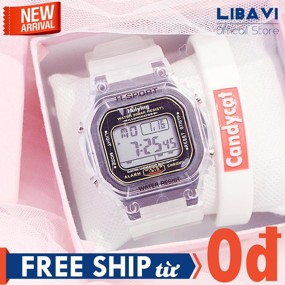 [TẶNG VÒNG TAY NGẪU NHIÊN] Đồng hồ Unisex Candycat C29, đồng hồ điện tử chạy pin, mặt vuông, dây đeo trông suốt cao cấp, kháng nước chống trầy nhẹ (nhiều màu)