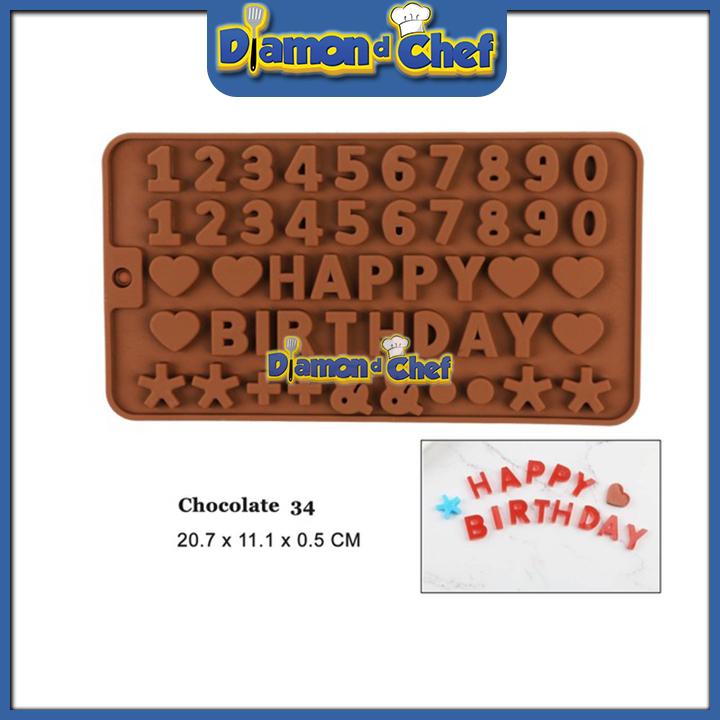 Khuôn silicon chữ Happy Birthday và số học