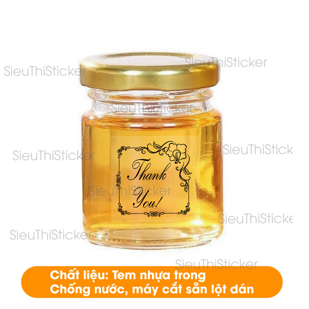 TEM DÁN THANK YOU CẢM ƠN NỀN HOA TYHV015 DÁN NIÊM PHONG HỘP QUÀ, BÁNH KẸO, DÁN THIỆP