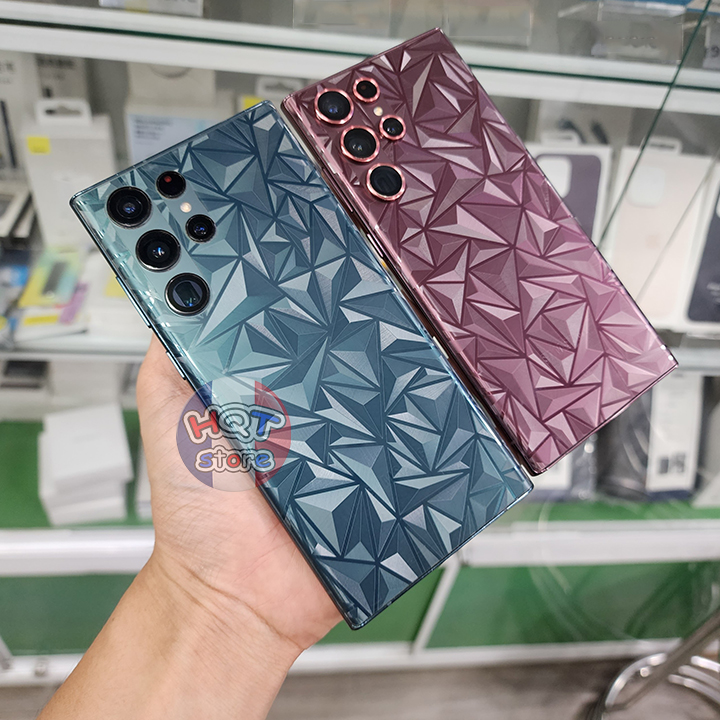 Miếng dán mặt lưng 3d vân kim cương cho s22 ultra / s22 plus / s22 trong suốt