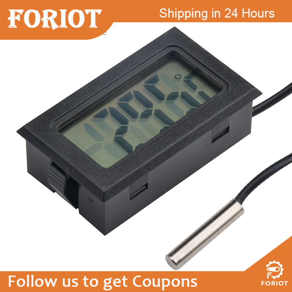 Foriot Nhiệt Kế Hiển Thị Kỹ Thuật Số Nhúng FY-10 Với Dây 1M Nhiệt Kế Hình Chữ Nhật Màu Đen Ẩm Kế Máy Đo Độ Ẩm Nhiệt Độ Bể Cá