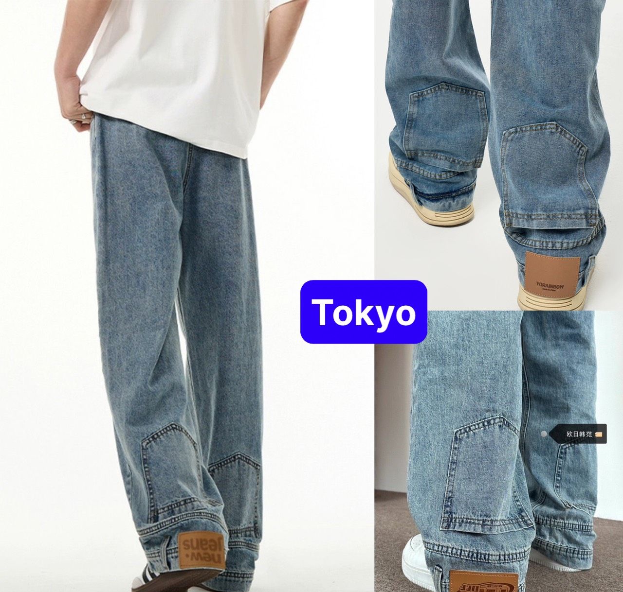 Quần baggy jean nam chất bò xanh túi gót chân sau hàn quốc seoul bd-55 phong cach hot trend 2024 - tokyo fashion