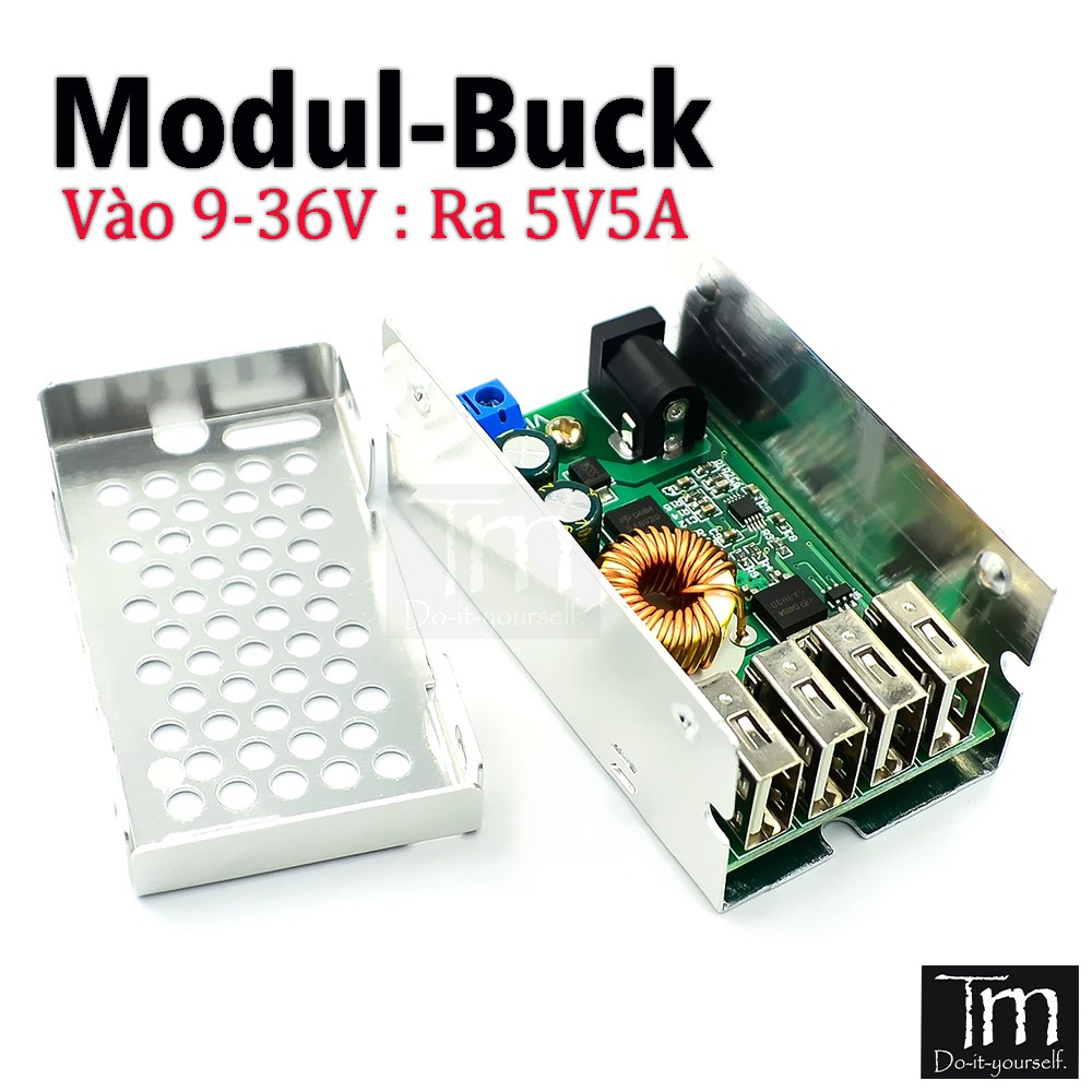 Mạch hạ áp 9 - 36v ra 5v 5a 4 cổng usb