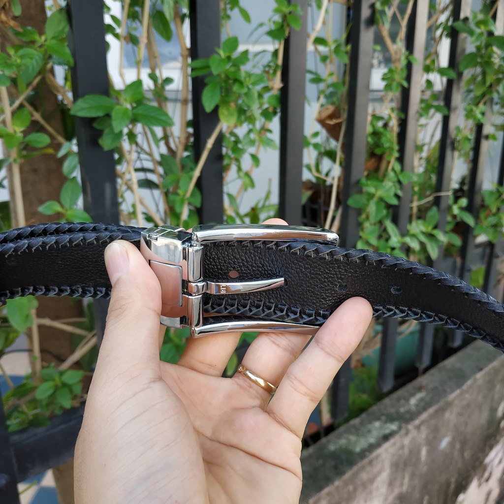[FREE SHIP] Thắt Lưng Cá Sấu Liền [Phiên Bản Đầu Kim Cổ Điển] Đan Viền Thủ Công Rất Đẹp!