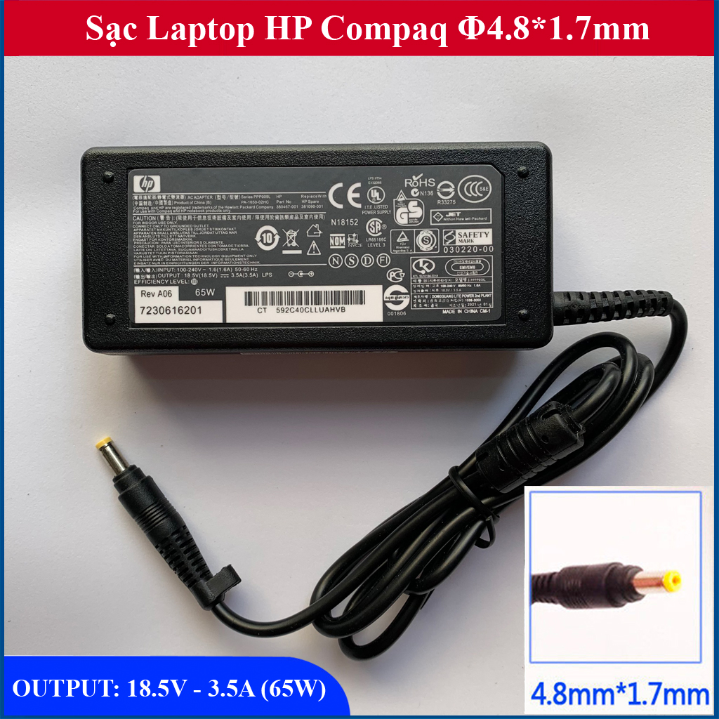 SẠC/ Adapter Laptop HP Compaq   - 65W - Sạc chân màu vàng dùng  cho dòng Compaq 510 , 6520s 