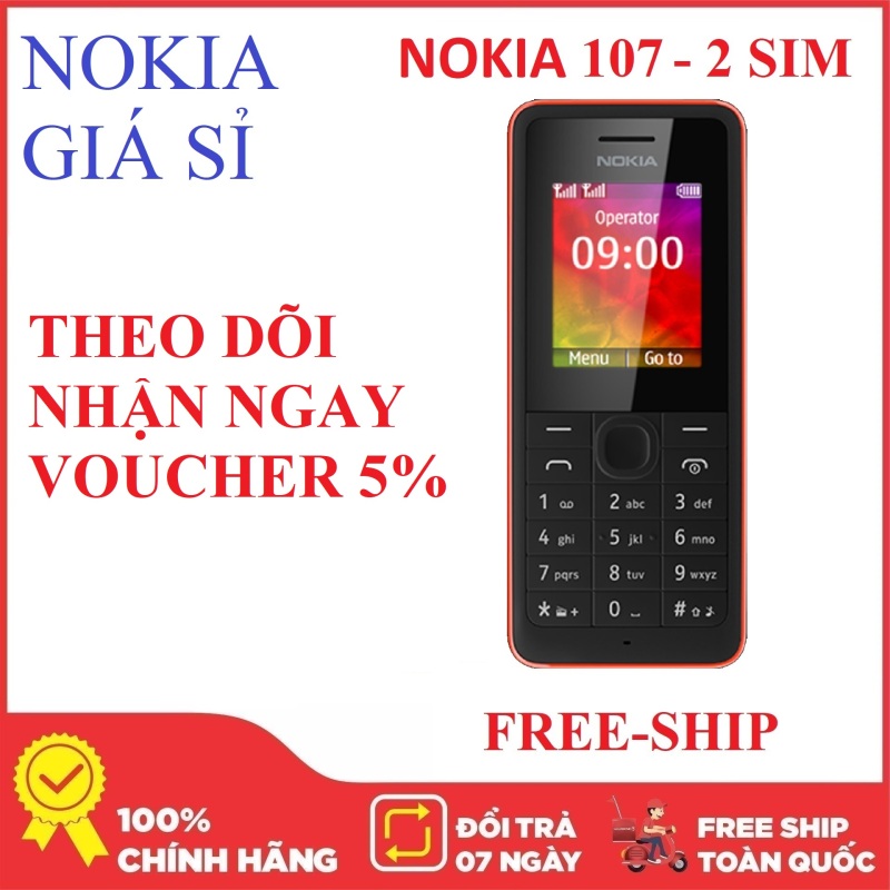 Điện thoại giá rẻ - Nokia 107 2 SIM 2 SÓNG - Nokia Giá Sỉ