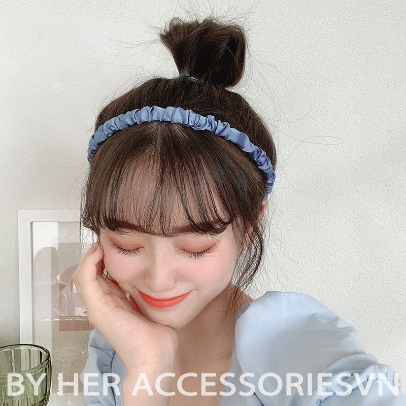 Bờm tóc nhún lụa satin màu sắc Her Accessories