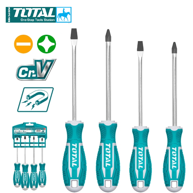 Bộ 4 cây tua vít dẹp và bake Total THT250604
