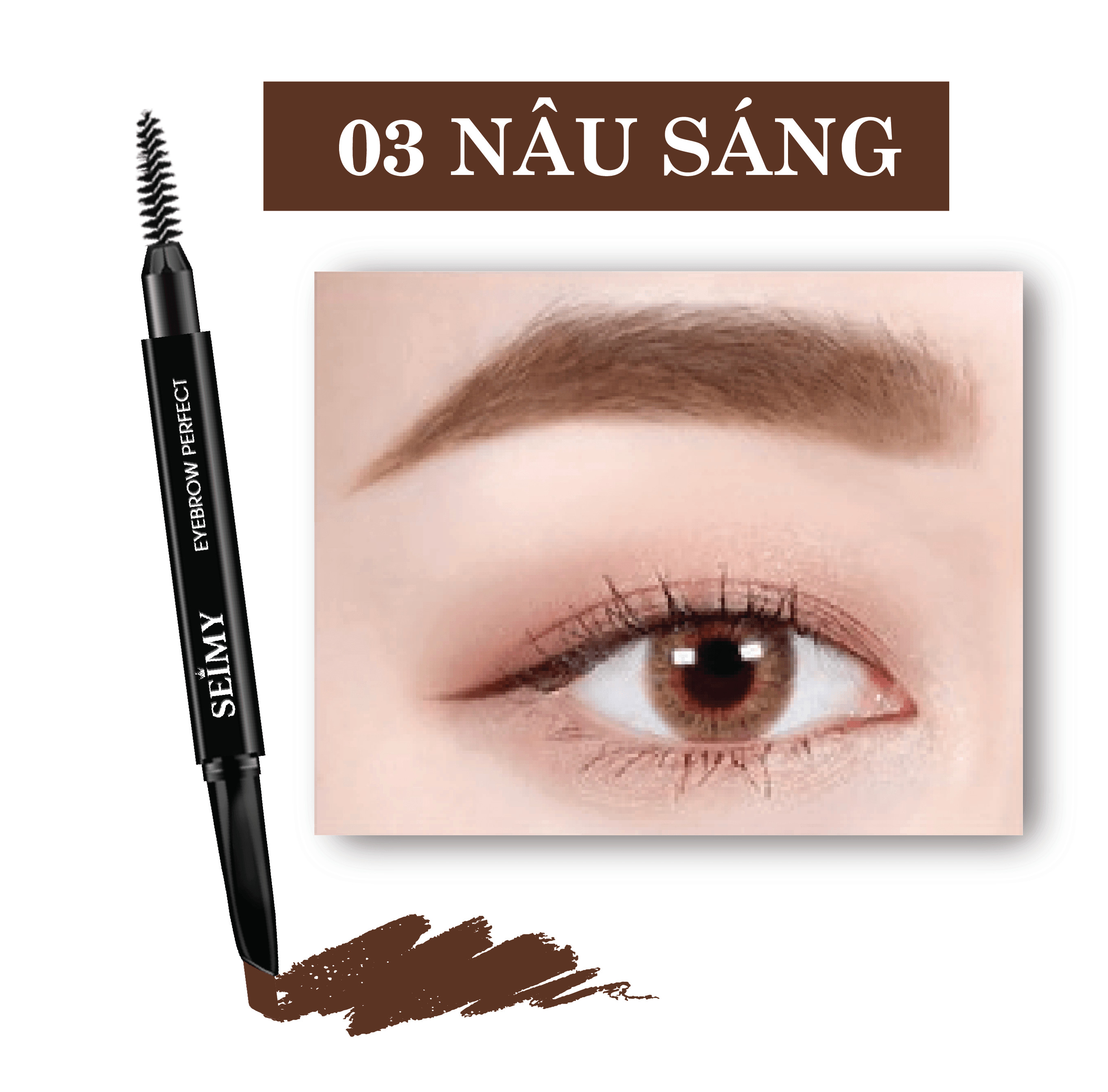 Chì kẻ mày Seimy - Eyebrow Perfect 2 đầu 6 màu