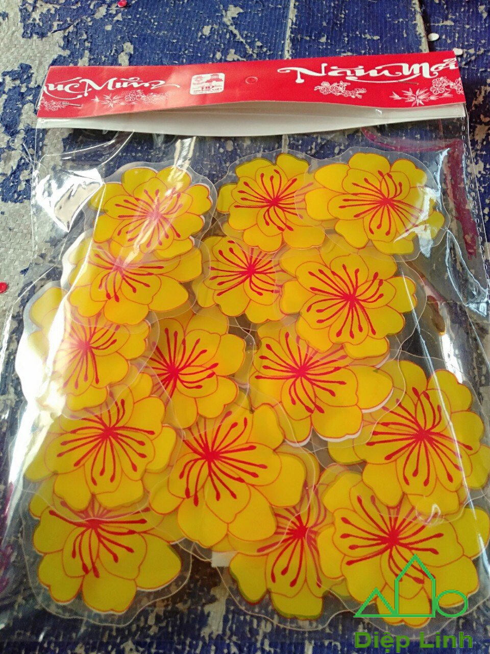 Decal nhựa trang trí tết Hoa Mai, Hoa Đào In nổi 4D