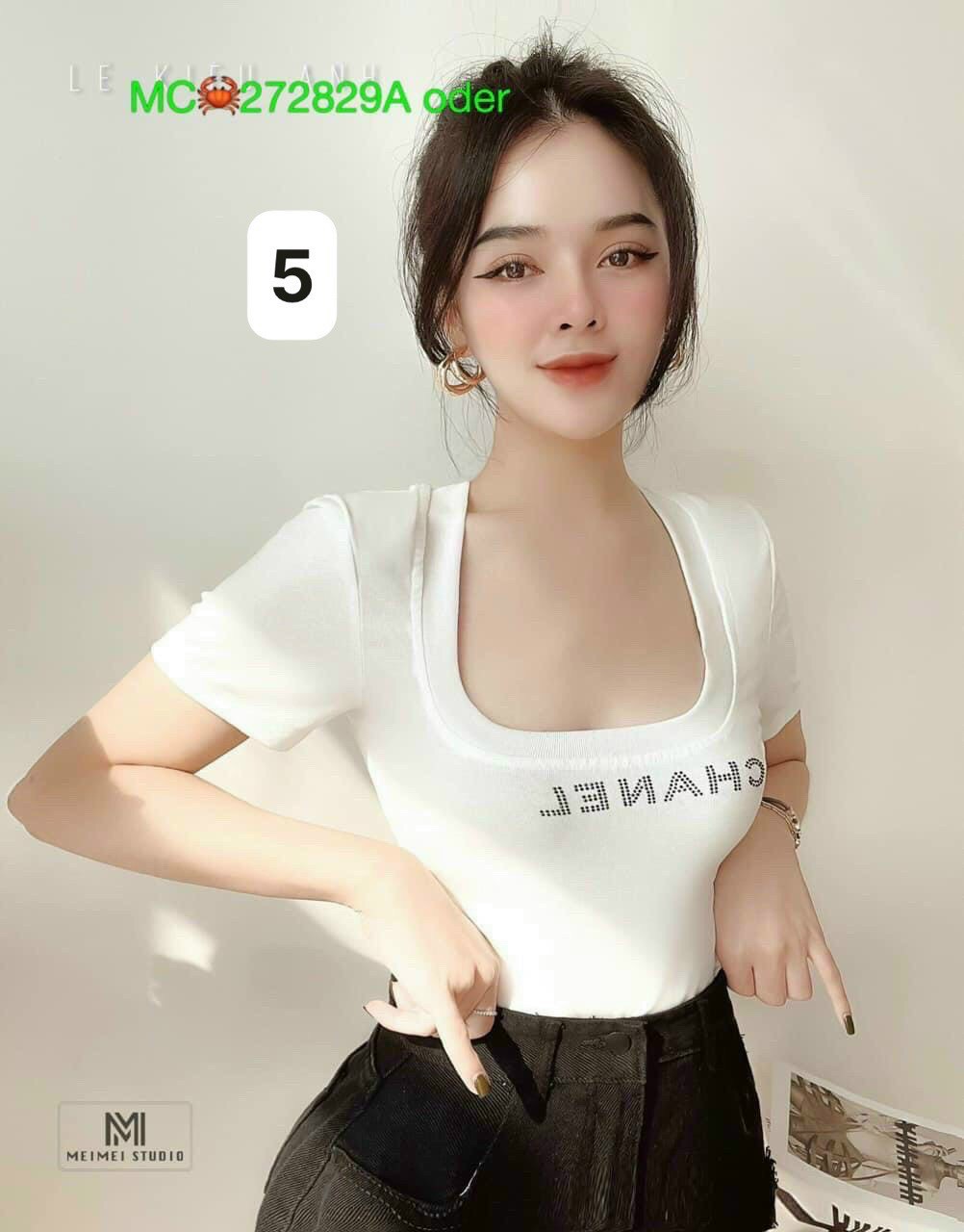 Áo phông cổ vuông chất bozip co giãn 4 chiều hàng đẹp