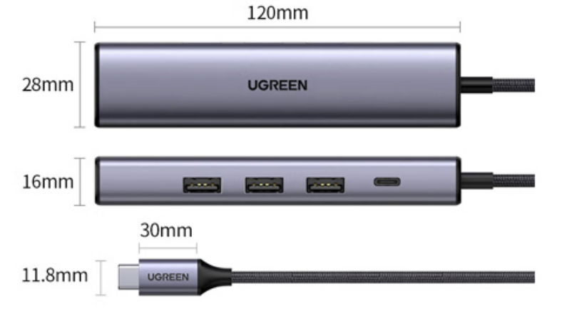 Bộ chia Hub USB Type C to LAN+ 3 Cổng USB 3.0 Ugreen 20932