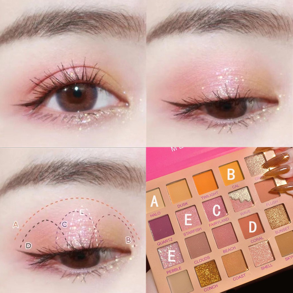 Bảng Phấn Mắt Nhũ Lì 20 Ô Mealea Sunset