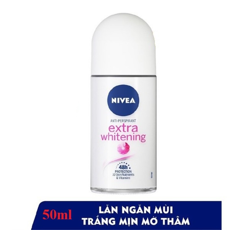 (HSD 2024 - 50ml) Lăn ngăn mùi NIVEA Extra Whitening trắng mịn mờ vết thâm