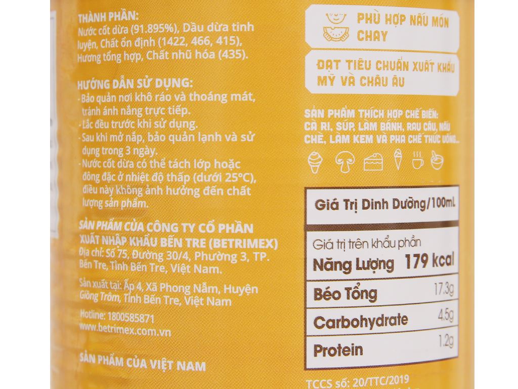 Combo 2 Lon Nước Cốt Dừa Tươi Chefs Choice (Cam) Lon 400ml x2