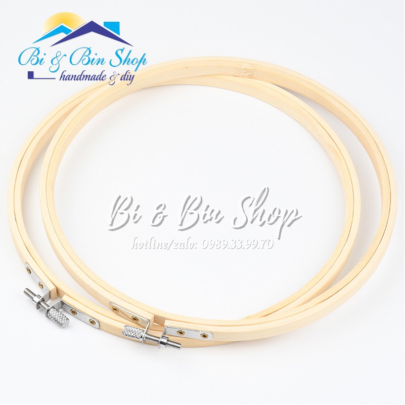 Khung Thêu Tròn Cầm Tay Dùng Căn Vải Thêu Tay, Đính Cườm Bằng Gỗ Tre Thiên Nhiên