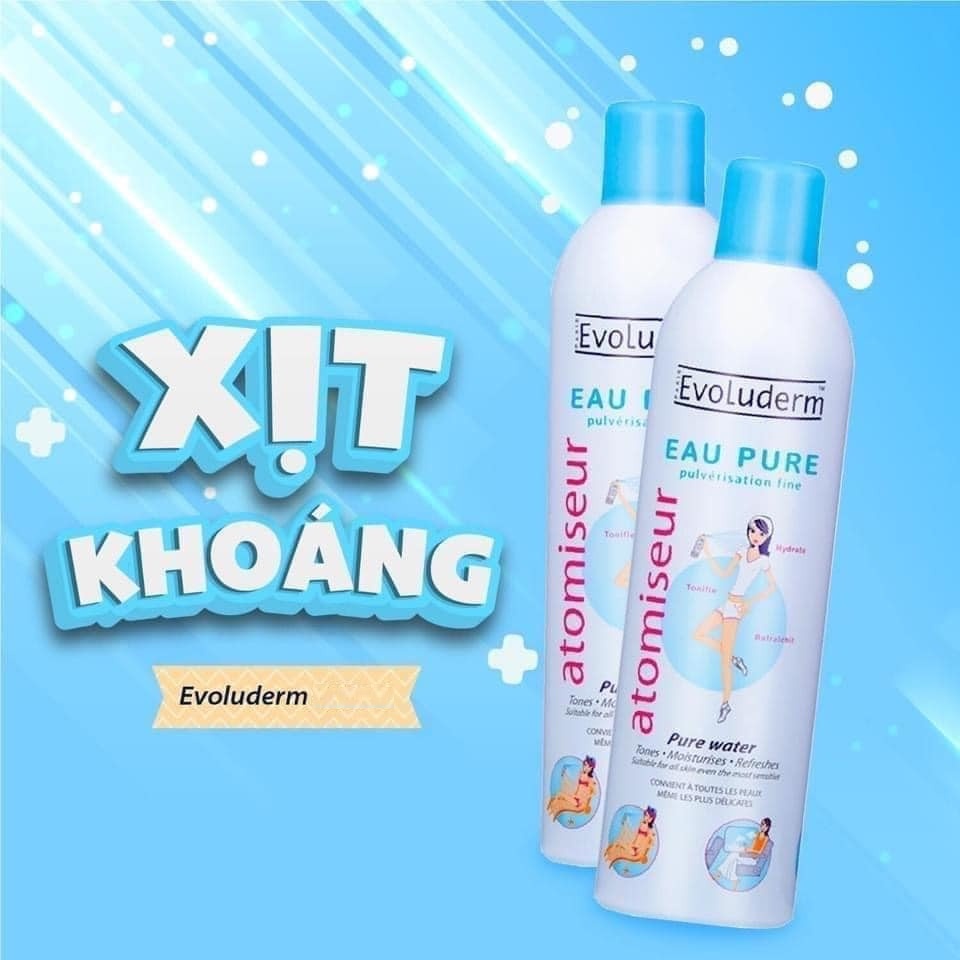 Xịt khoáng Evoluderm Pháp cấp ẩm làm dịu da 150ml