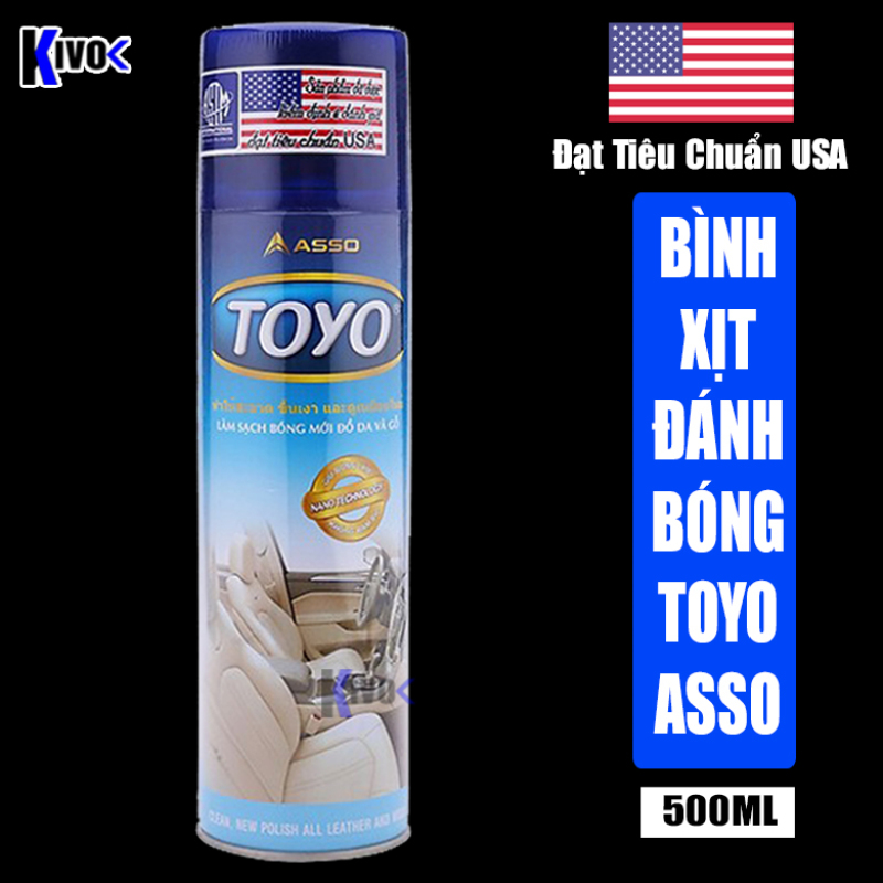 Chai Xịt Bóng Xe Máy TOYO ASSO 500ML - Bình Xịt Nhựa Nhám - Bình Xịt Gỗ - Bình Xịt Bóng Da Và Nội Thất Otô - Kivo