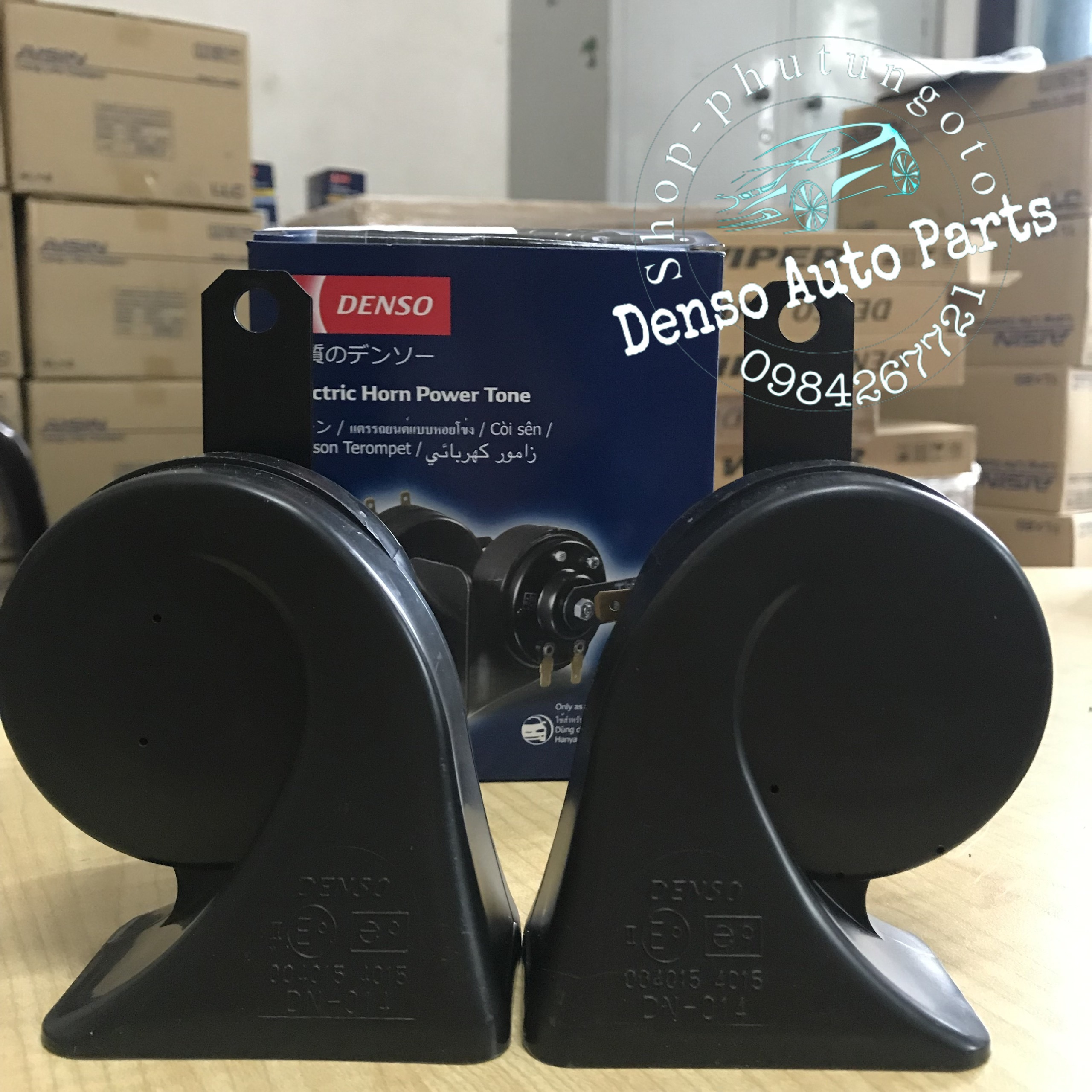 Còi sên 2 giắc denso- Kèn sên DENSO (tặng kèm 2 giắc cắm và 2 pát)