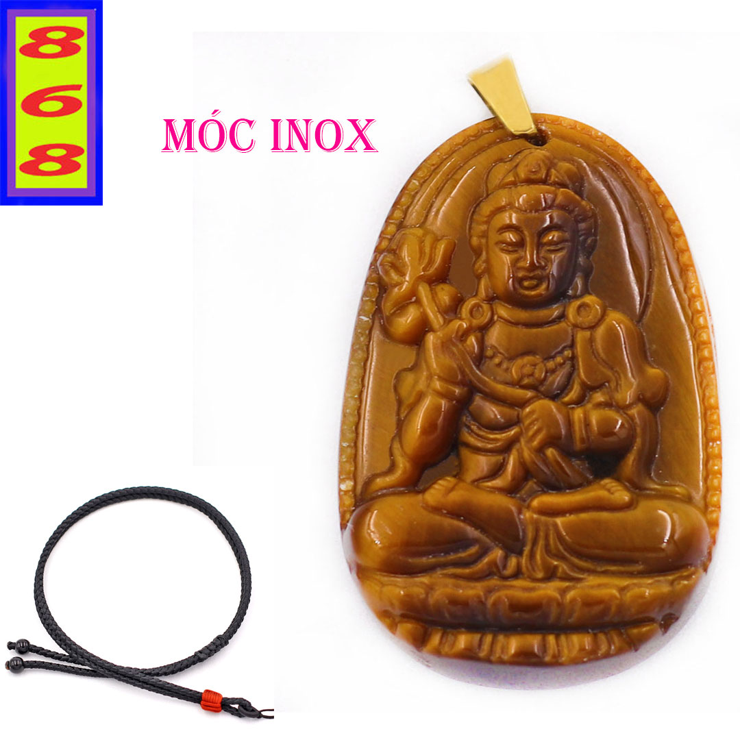 Mặt dây chuyền Đại Thế Chí Bồ Tát đá mắt hổ 3.6cm - Phật bản mệnh tuổi Ngọ - Tặng kèm móc inox - Mặt size nhỏ - May mắn bình an sức khỏe