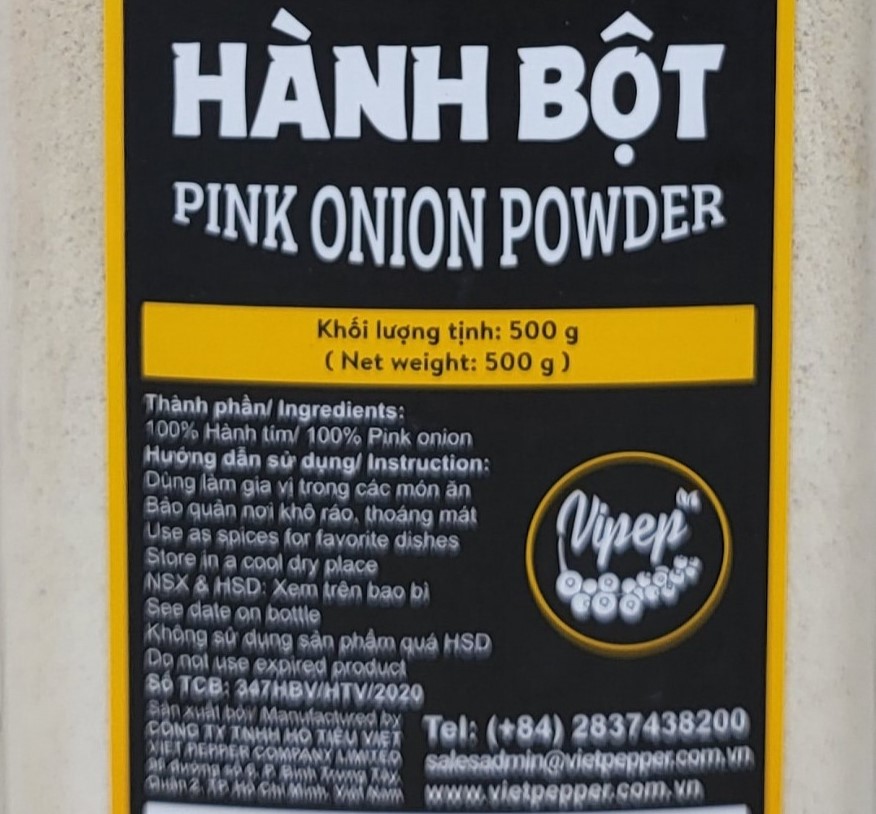 VIPEP (Hộp 500g) BỘT HÀNH TÍM NGUYÊN CHẤT Pink Onion Powder