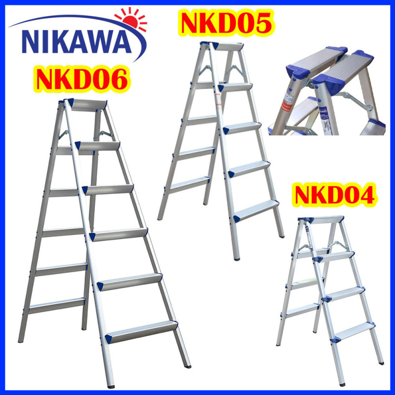 Thang nhôm chữ A Nikawa Nhật Bản 4 bậc, 5 bậc, 6 bậc - nkd04, nkd05, nkd06