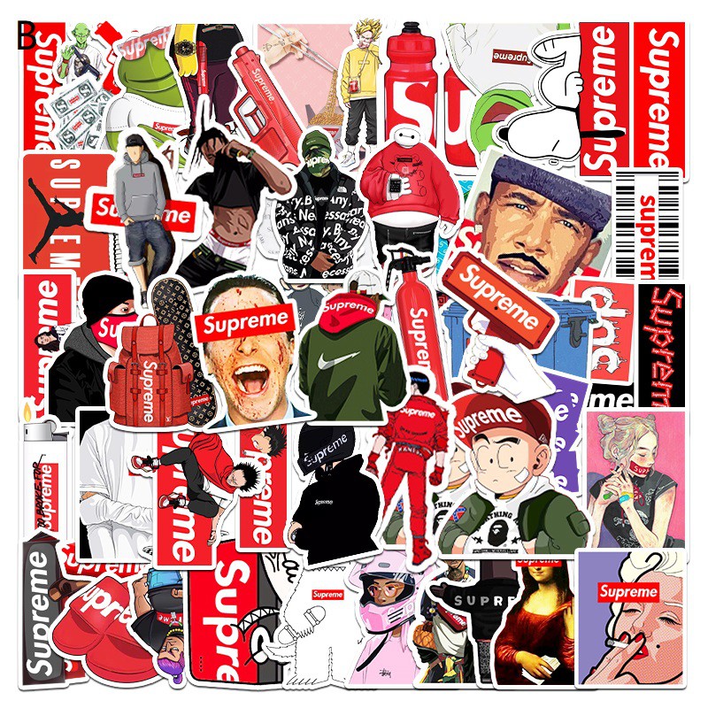 Sticker Supreme Bộ 50 Miếng - Hình Dán Hypebeast Supreme Street Wear Trang Trí Mũ Bảo Hiểm Điện Thoại Xe Máy - Chống Thấm Nước