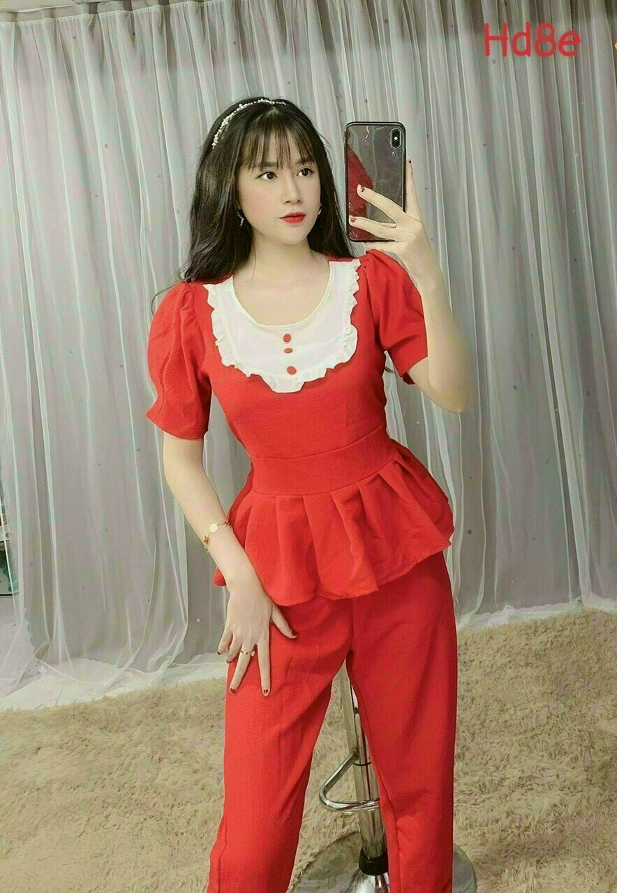 Sét bộ tay ngắn phối cổ màu trắng-Th #setbonu