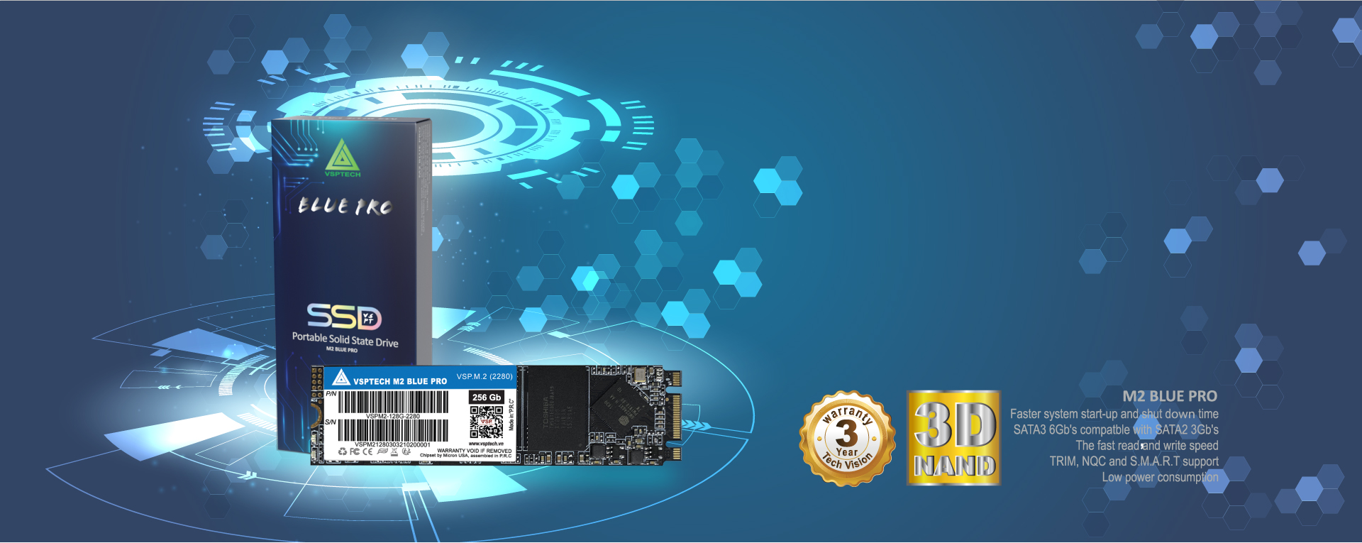 Ổ CỨNG SSD VSPTECH BLUE PRO M.2 (2280) 128GB - 512GB