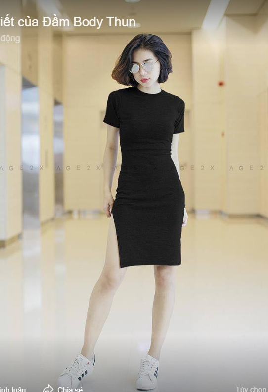 đầm ôm body xẻ tà (tặng bịt mắt và thước dây)