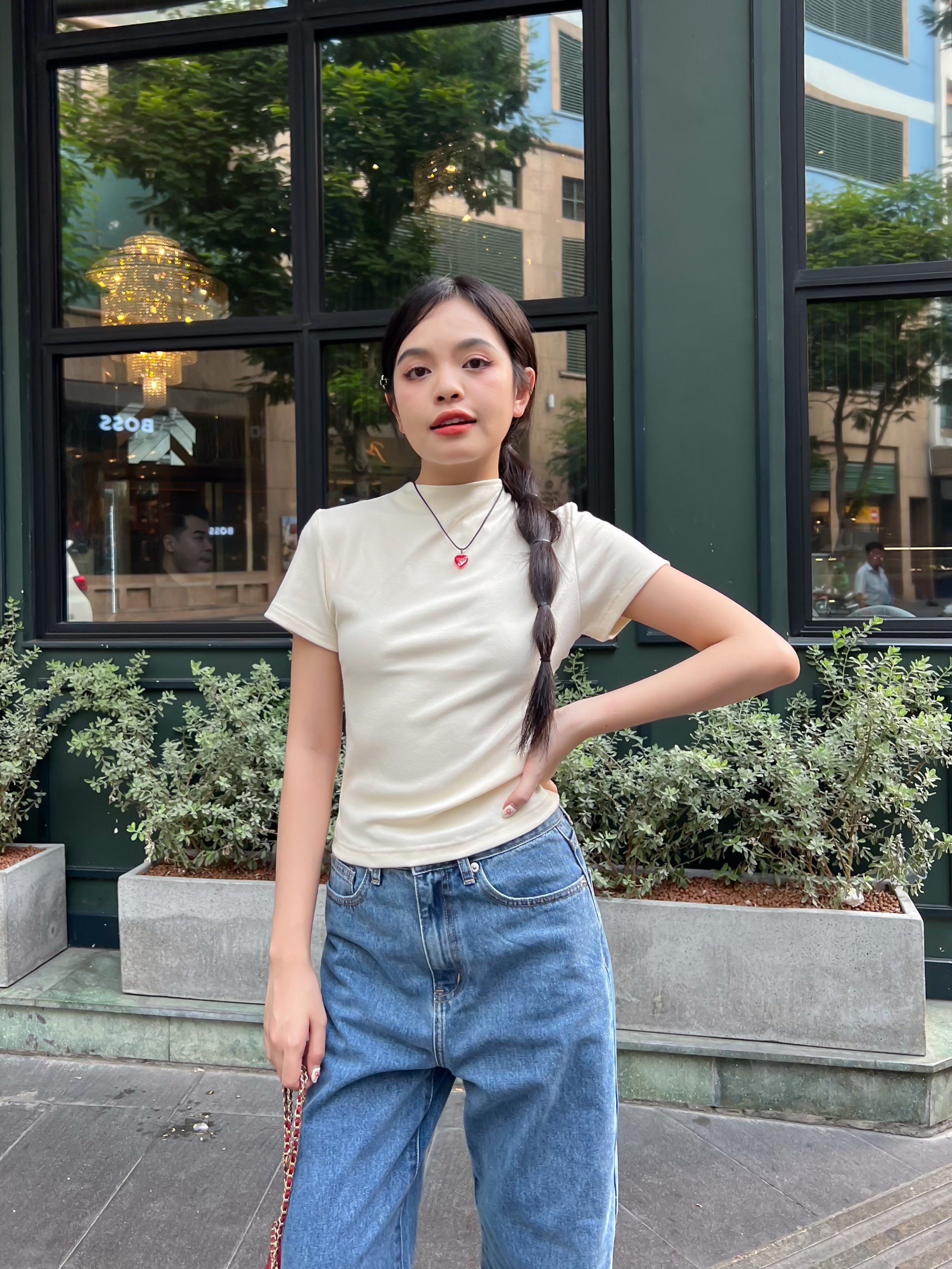 KIDO Áo croptop thun len nơ lưng EMMA TOP