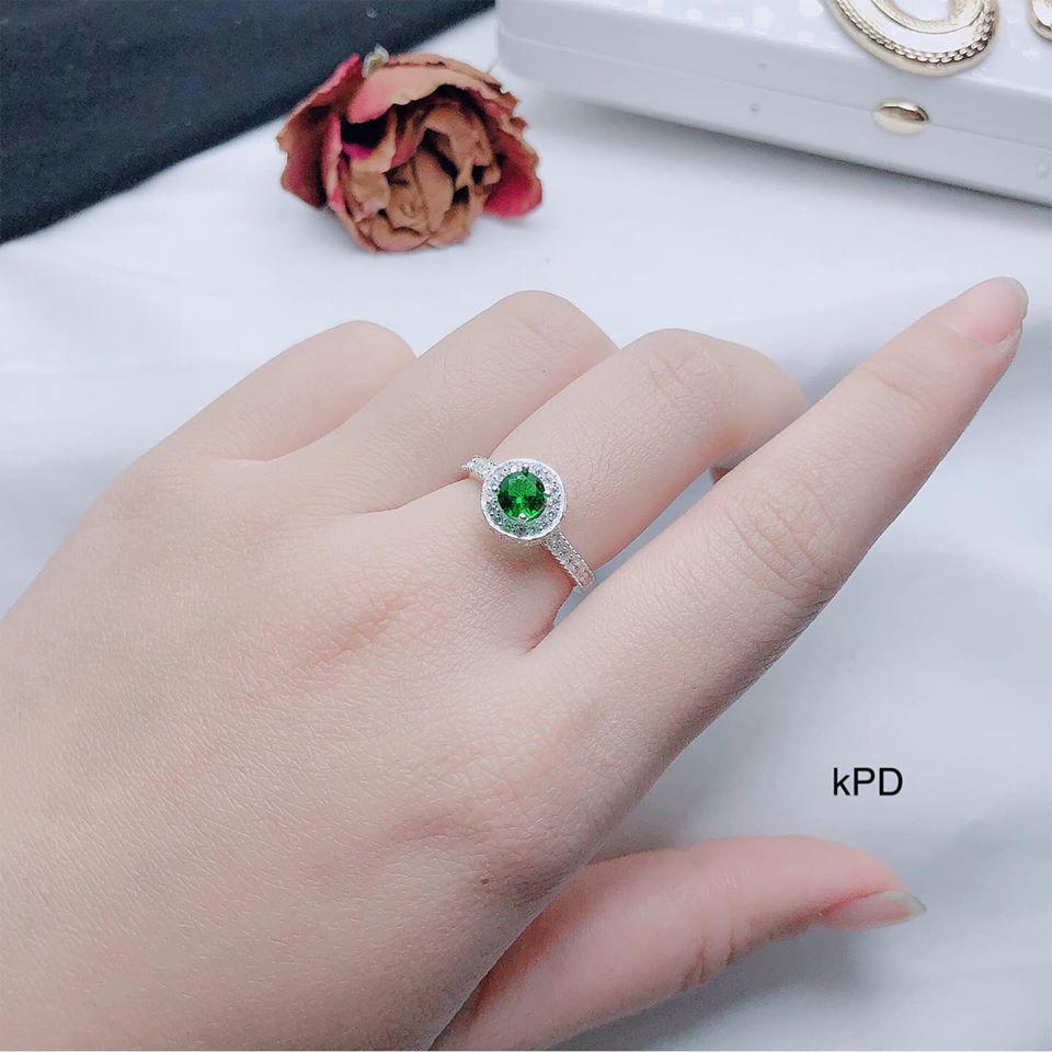 Nhẫn bạc Ý mặt đá tròn MS59