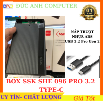 Box ssk he-096 pro usb 3.2 gen 2 type c - biến hdd và ssd 2.5 inch thành ổ cứng di động, chính hãng 100%, bảo hành 1 năm