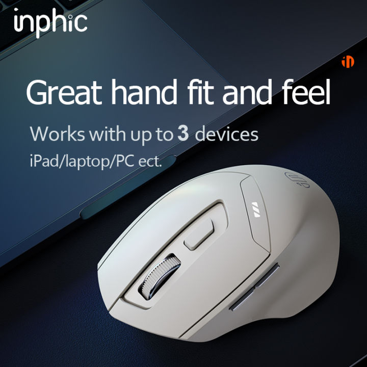 Chuột không dây bluetooth kiêm wireless INPHIC DR6 Silent không tiếng click (màu xám tro) Nhất Tín Computer