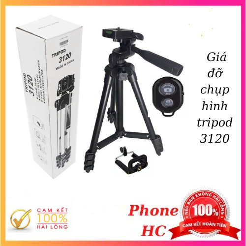 [Tặng Kèm Remote] Gía đỡ Chụp Hình Tripod 3120 có kèm giá đỡ điện thoại - Gía 3 Chân Tripod 3120 105cm Chuyên Chụp Hình Live Stream