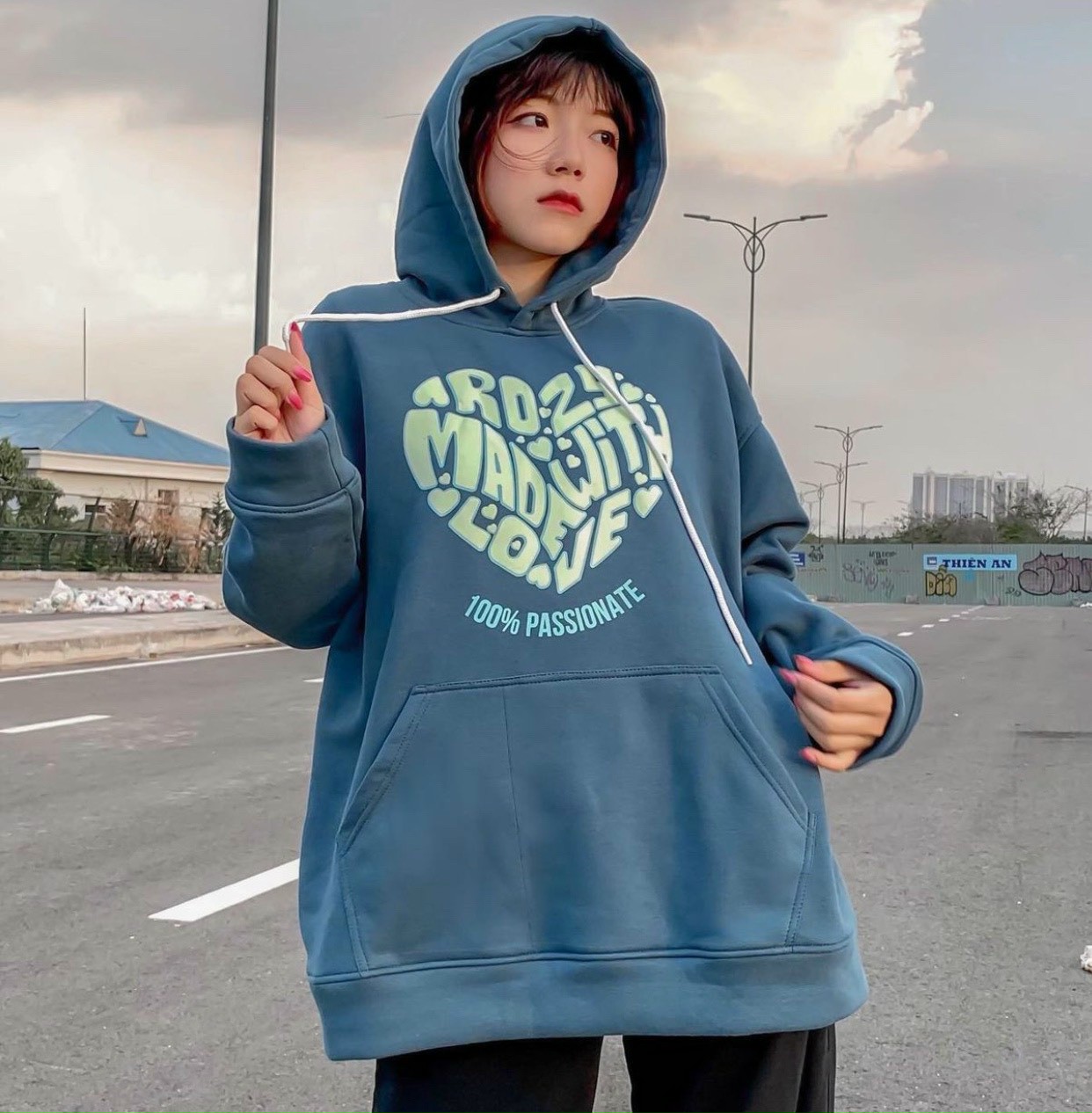 Áo hoodie nam nữ nỉ in hình chữ trái tim cực chất siêu chất cao cấp